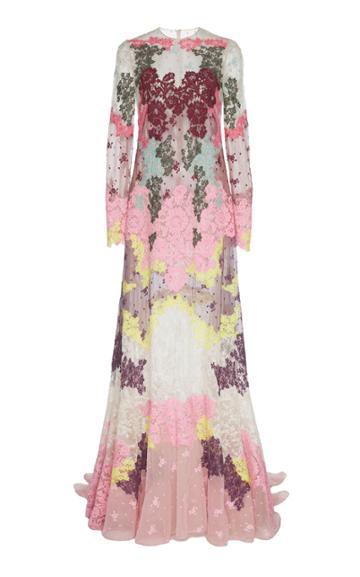 Valentino Sheer Lace Embroidered Gown