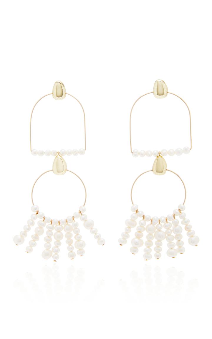 Moda Operandi Dinosaur Designs Long Goddess Pearl Earrings