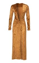 Moda Operandi Dodo Bar Or Rona Metal-detailed Gathered Crushed Velvet Midi Dress