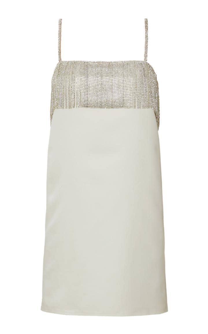 Mach & Mach Silver Crystals Fringe Mini Dress