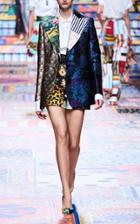 Moda Operandi Dolce & Gabbana Pleated Patchwork Jacquard Shorts