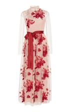 Red Valentino Floral-embroidered Tulle Maxi Dress