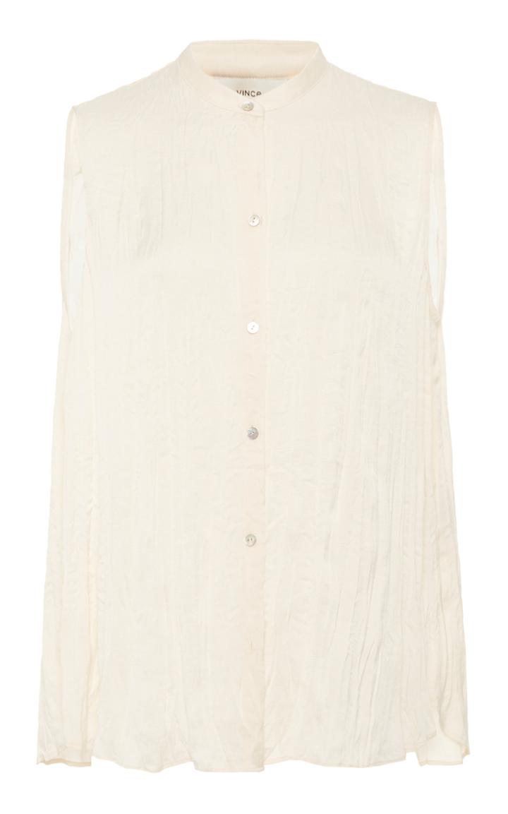 Moda Operandi Vince Crushed Band Collar Blouse Size: Xxs