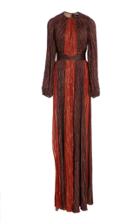 J. Mendel Contrast Stripe Pleated Gown