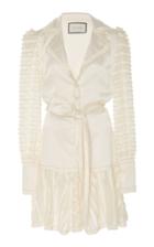 Alexis Renita Mixed-media Sheer-paneled Mini Blazer Dress