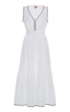 Moda Operandi Le Sirenuse Positano Flower Cheque Evelyn Tiered Linen Dress Size: 38