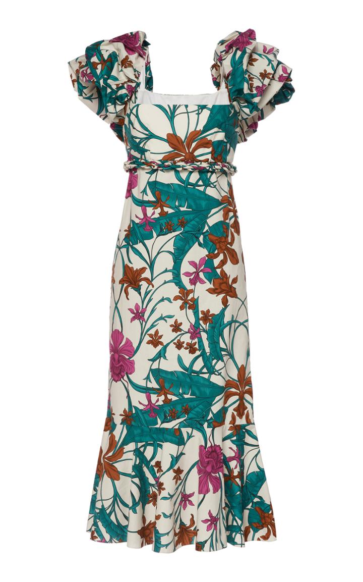 Johanna Ortiz Mulatto Printed Cotton Midi Dress
