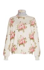 Paco Rabanne Metallic Floral-print Wool-jersey Turtleneck Top