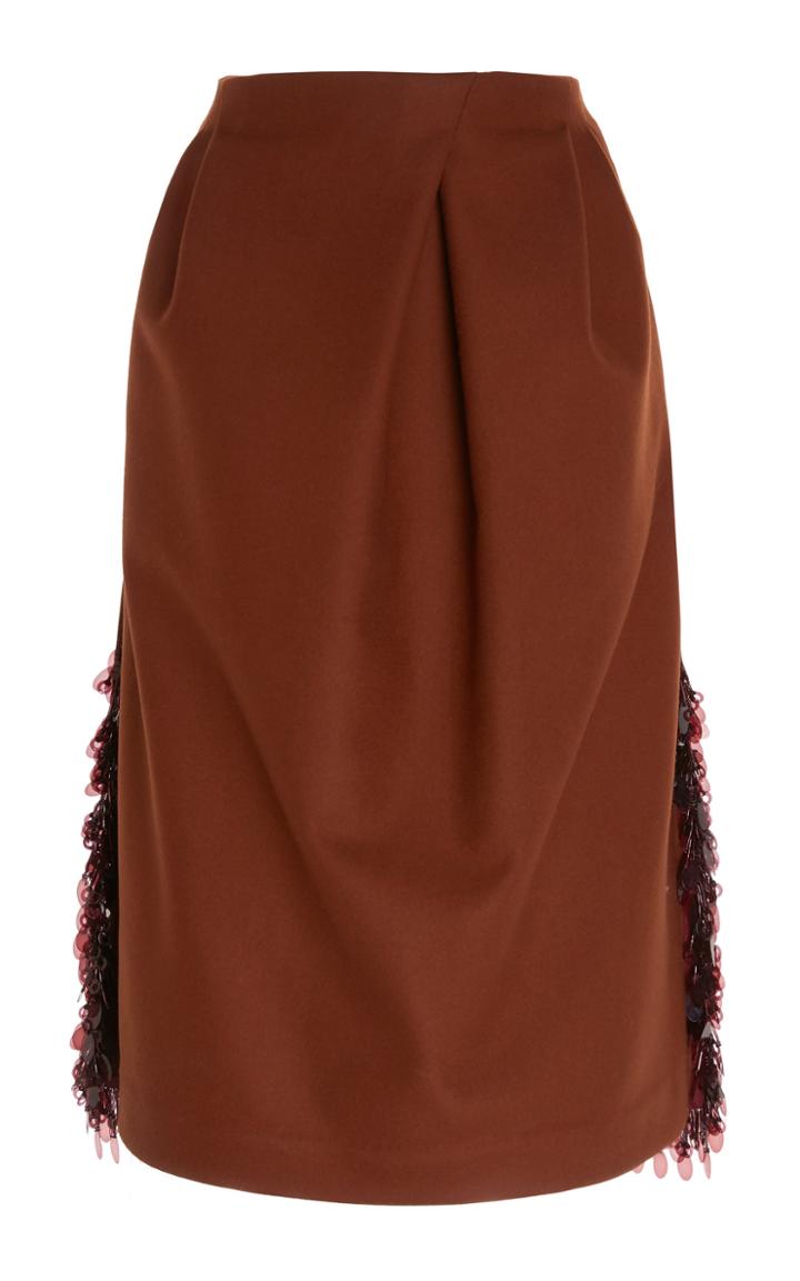 Rochas Embellished Wool-blend Boucle Skirt Size: 38