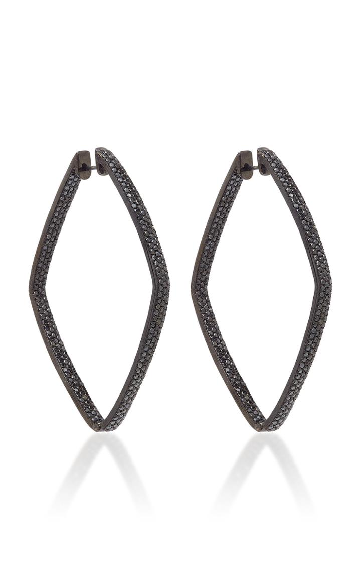 Ofira Black Diamond Diamond Shape Hoop Earrings