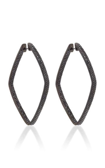 Ofira Black Diamond Diamond Shape Hoop Earrings
