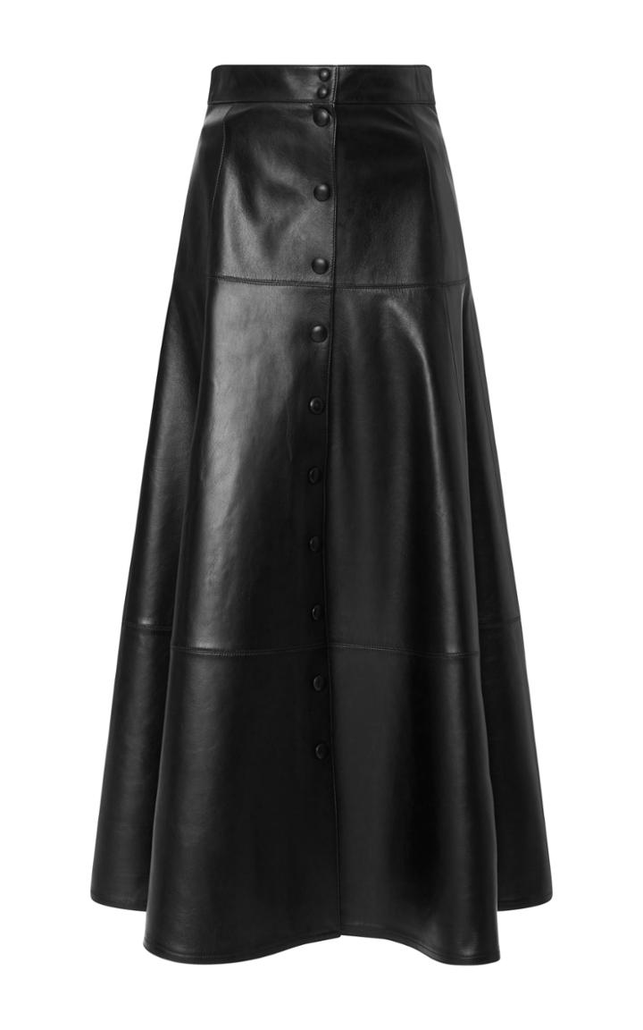 Michael Kors Collection Leather Midi Skirt