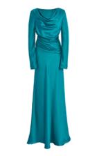 Alberta Ferretti Draped Silk Long Sleeve Gown