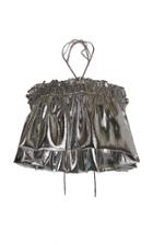 Isabel Marant Kerim Pleated Silk-blend Cropped Top