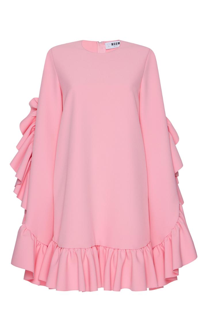 Msgm Ruffled Sleeve Crepe Dress