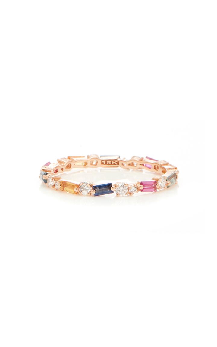 Suzanne Kalan 18k Rose Gold Diamond And Baguette Thin Eternity Band