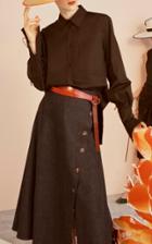 Carolina Herrera Button Detail Midi Denim Skirt