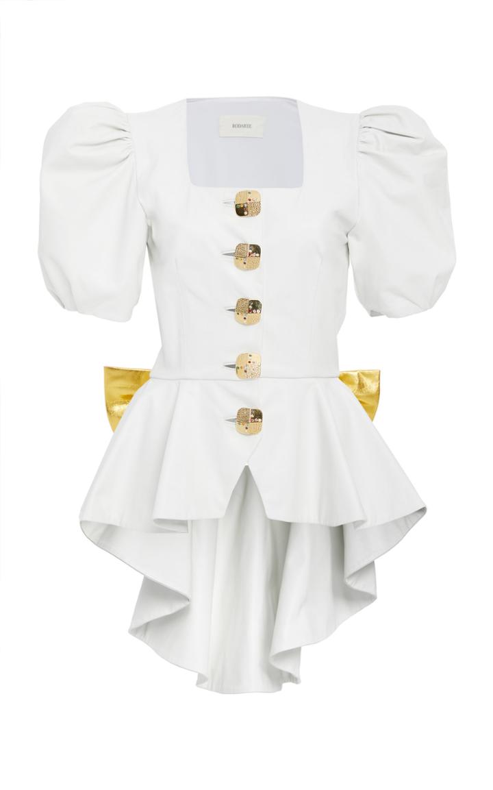 Rodarte Balloon-sleeve Leather Peplum Jacket