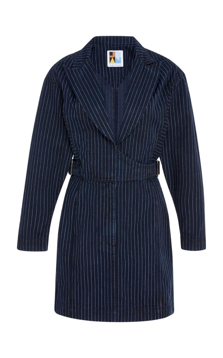 Jean Atelier Gia Pinstriped Denim Mini Dress