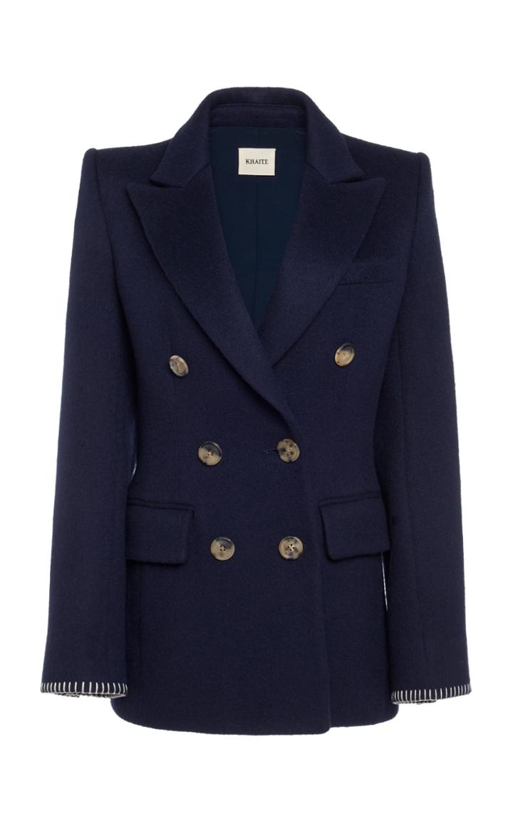 Khaite Darla Contrast-stitched Wool-blend Blazer