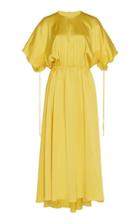 Cyclas Gathered Shoulder Satin Dress