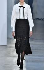 Carolina Herrera High Waisted Flared Ruffle Midi Skirt