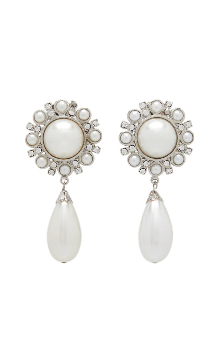 Moda Operandi Alessandra Rich Pearl Drop Statement Earrings