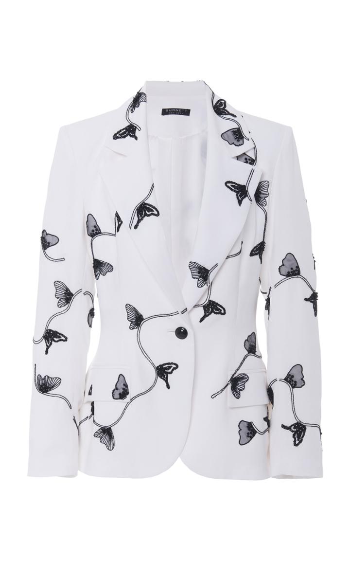 Moda Operandi Burnett New York Floral-embroidered Crepe De Chine Blazer Size: 2