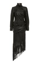 Alexander Wang Fringed Asymmetric Leather Dress