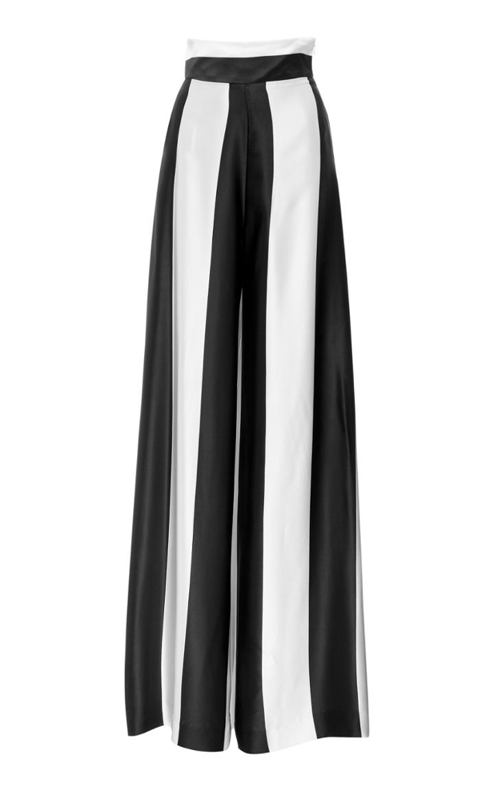 Christian Siriano Silk Stripe Wide Leg Trouser