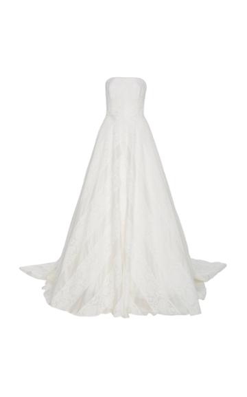 Carolina Herrera Bridal Hudson Lace Overlay Open-back Silk Ballgown