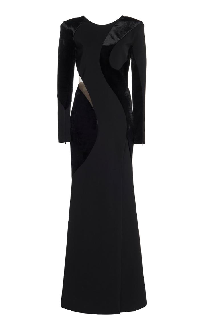 Moda Operandi Monot Velvet-paneled Jersey Gown