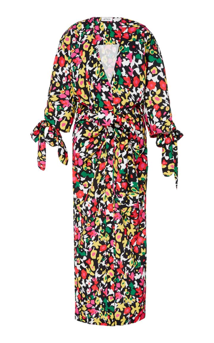 Attico Floral Printed Cady Wrap Dress
