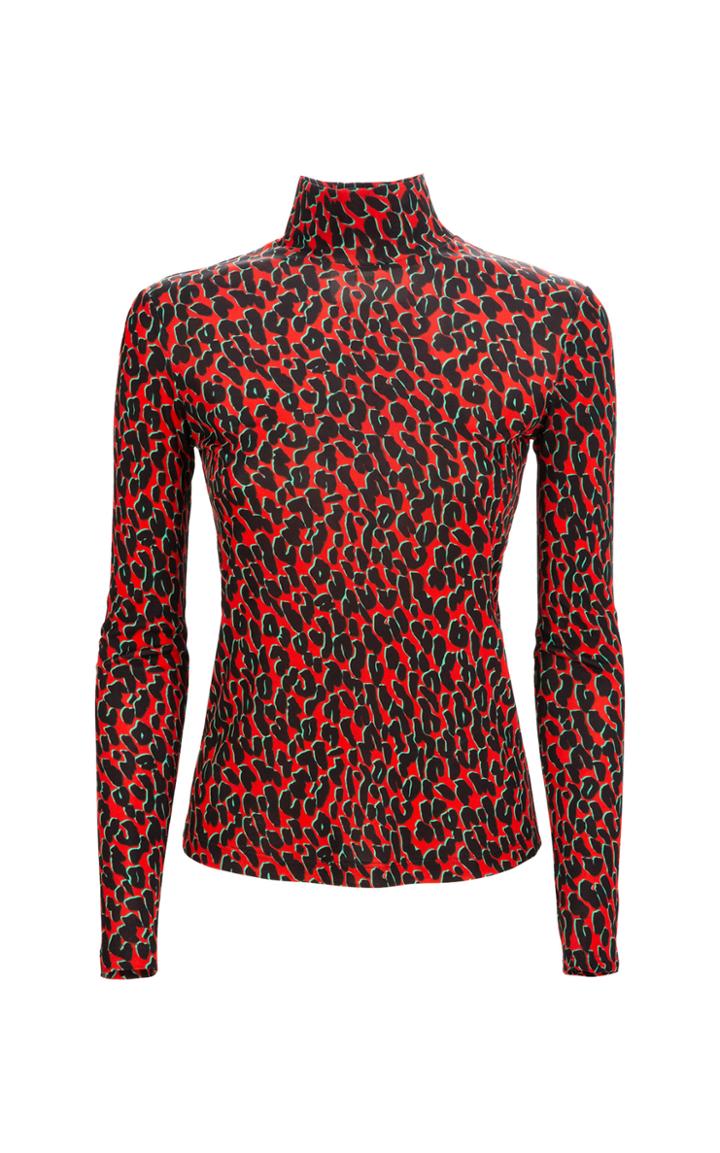La Doublej Printed Slim-fit Turtleneck Top