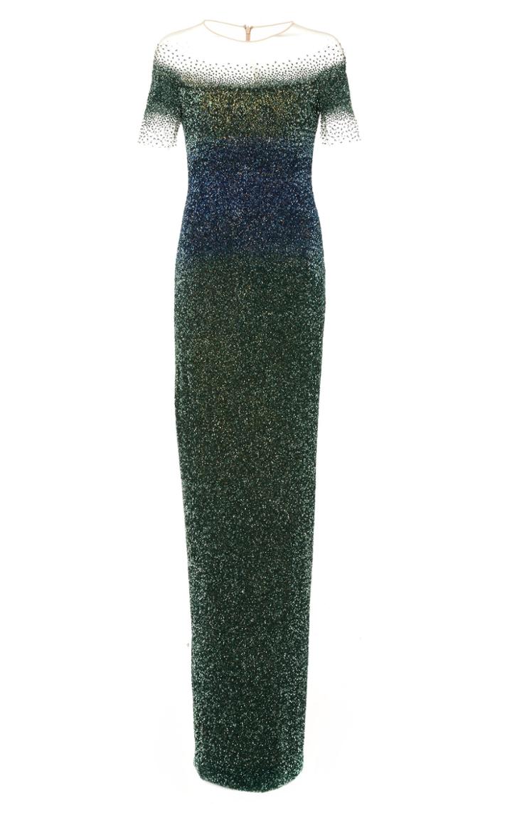 Pamella Roland Ombre Crunchy Sequin Gown