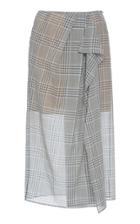 Moda Operandi Agnona Checked Wool-silk Voile Drape-front Midi Skirt Size: 36