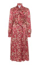 Evi Grintela Gilda Floral-print Pussy-bow Silk Midi Dress