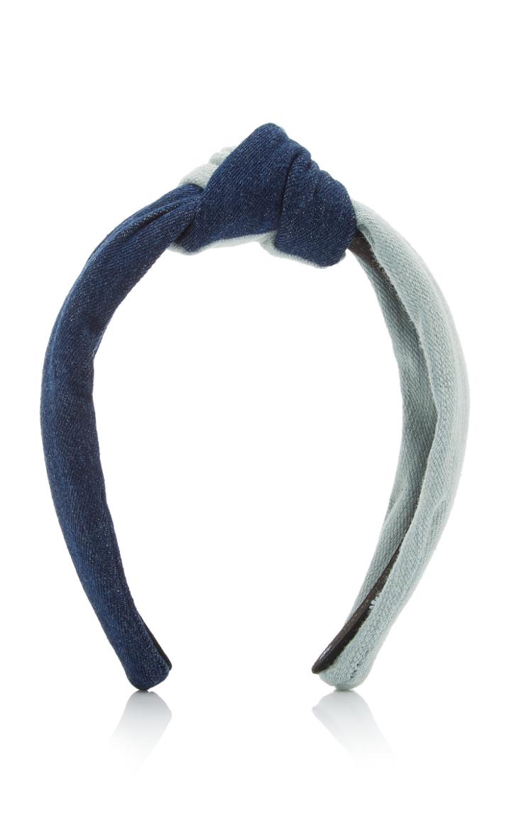 Lele Sadoughi Two-tone Knotted Denim Headband
