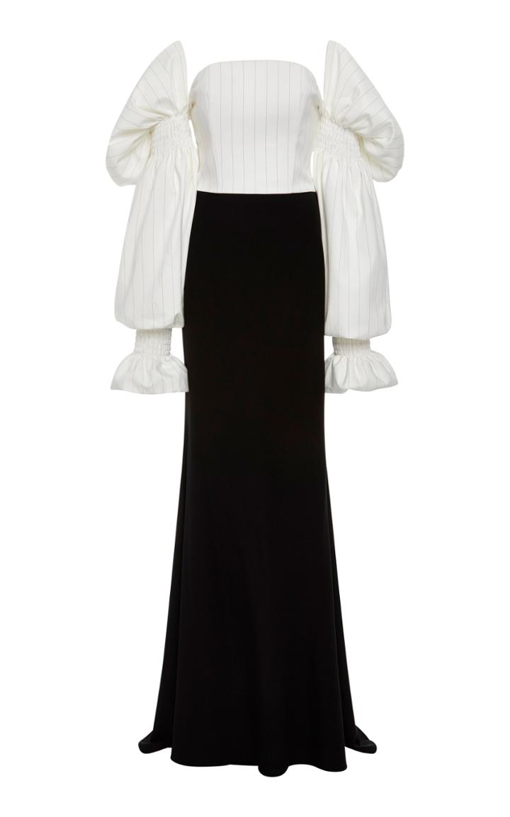 Christian Siriano Smocked Sleeve Gown