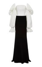 Christian Siriano Smocked Sleeve Gown