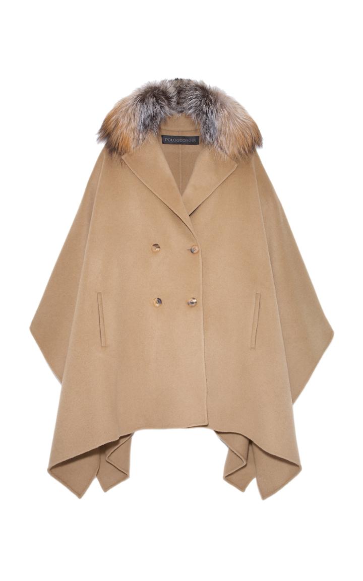 Moda Operandi Pologeorgis The Dowey Fur-trimmed Cashmere-wool Cape