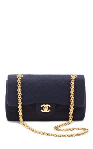 Preorder What Goes Around Comes Around Vintage Chanel Blue Jersey Classic Double Flap Bag