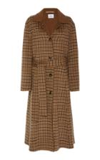 Nanushka Sira Brown Check Double Wool Flare Coat