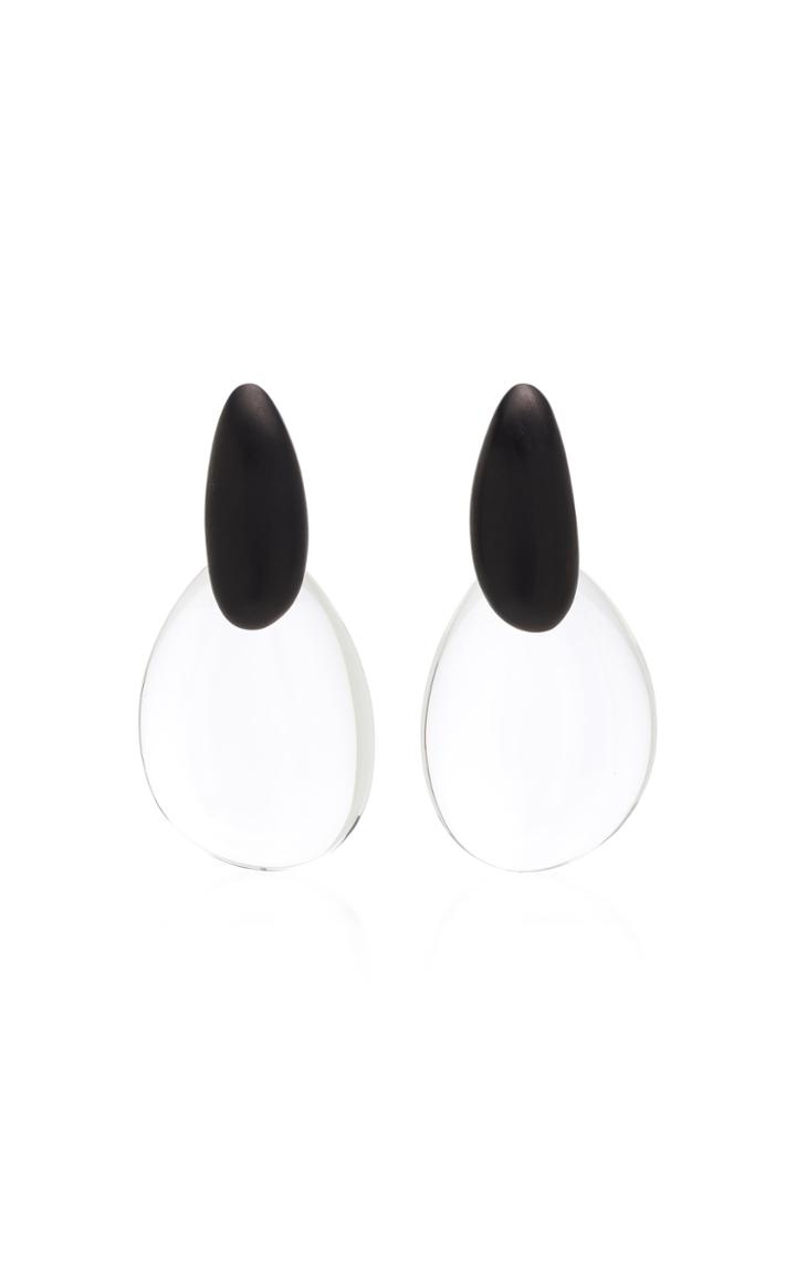 Monies Rosario Wood And Acrylic Clip Earrings