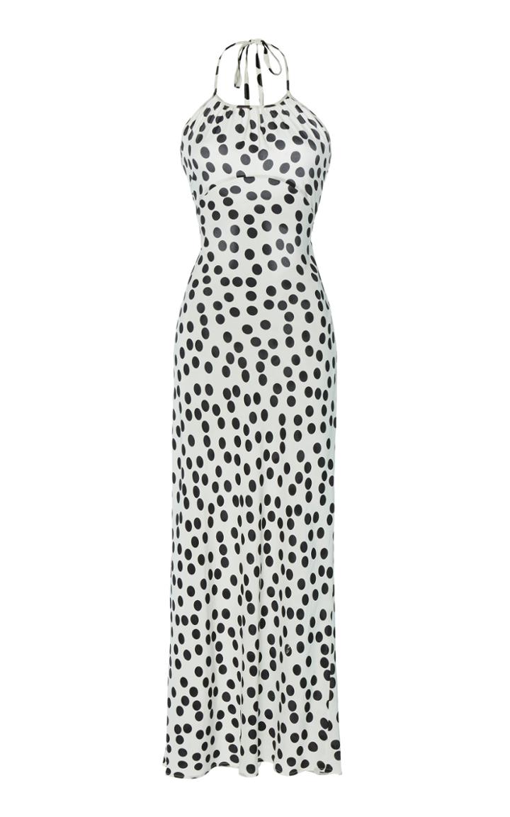 Rixo Marilyn Silk Blend Halter Neck Midi Dress