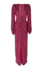Monique Lhuillier V-neck Shimmer Crepe Dress