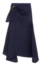 Vince Side-buckle Drape Linen-blend Midi Skirt