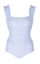 Moda Operandi Ephemera Lycra Sky Gingham Ruffle One Piece Size: 36