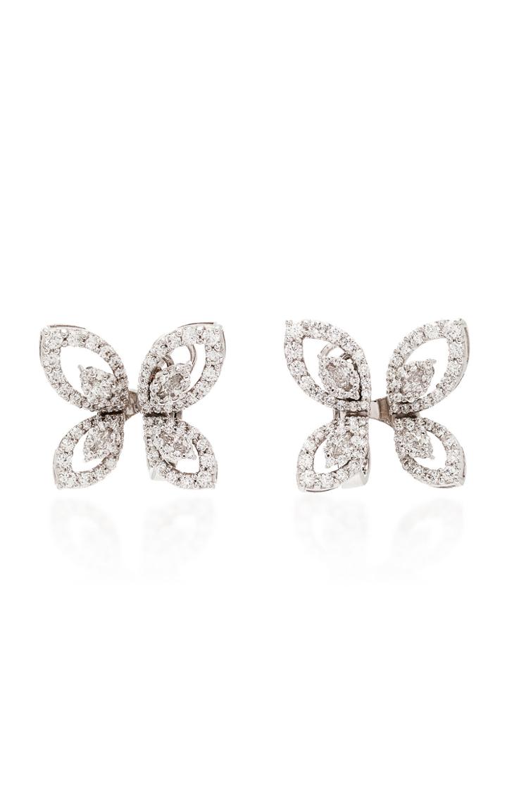 Yeprem 18k White Diamond Butterfly Earrings
