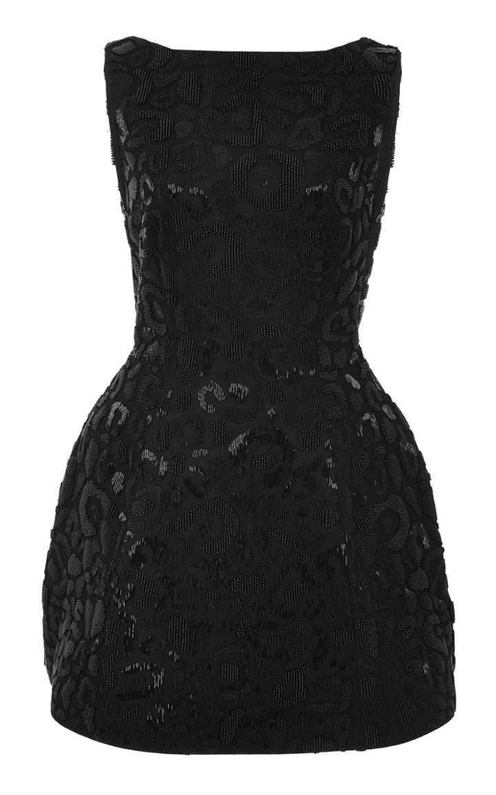 Brandon Maxwell Beaded Denim Bubble Dress